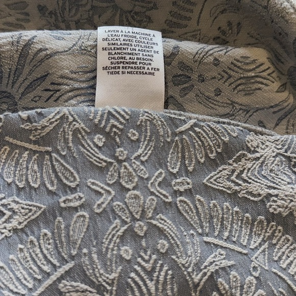 XS Halogen embroidered short sleeve blue and white, detailed zipper back dress - Picture 9 of 15